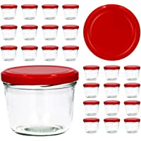 CapCro Juego de 25 tarros de Mermelada- 230ml – Tapas Rojas (TO 82)